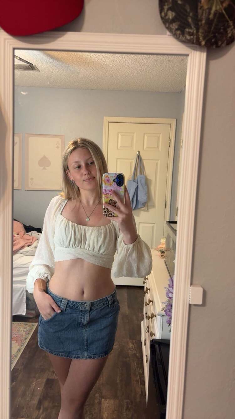 Lush Cream Swiss Dot Smocked Crop Top with Puff Sleeves and Back Tie